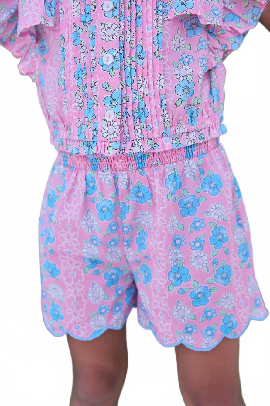 NEW BISBY kids shirred shorts in spring marguerite floral